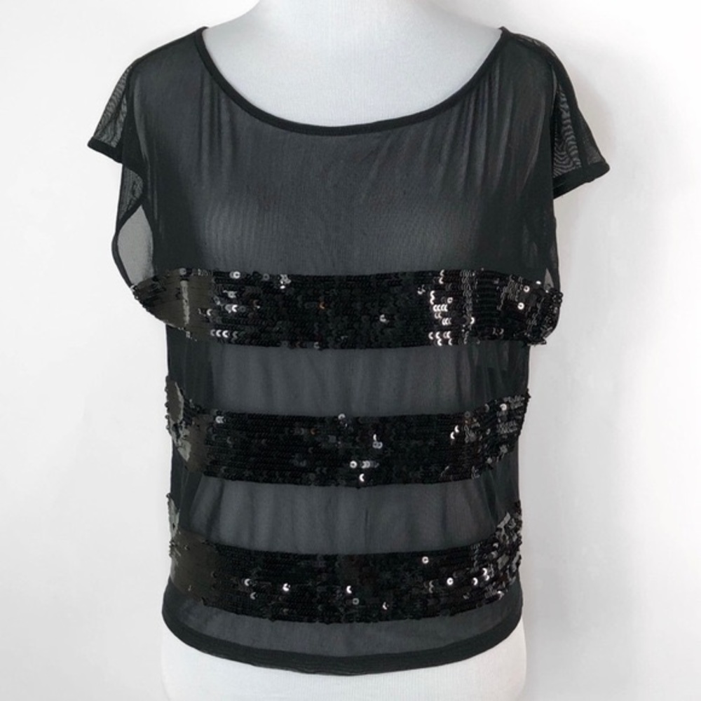 Bebe Sequin & Mesh Top